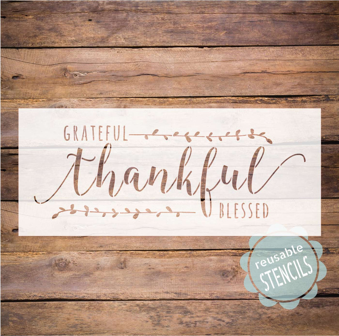 WallCutz  Grateful Thankful Blessed Stencil Stencil