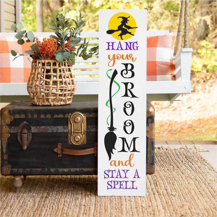 WallCutz  Hang Your Broom and Stay A Spell Stencil