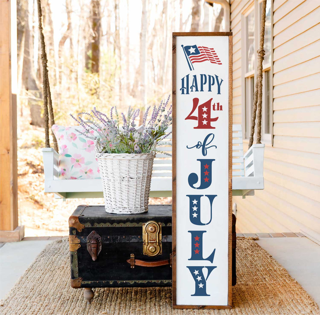 WallCutz  Happy 4th of July / Patriotic porch stencil Stencil