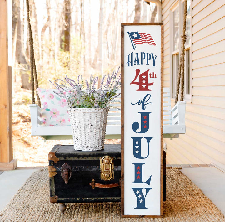 WallCutz  Happy 4th of July / Patriotic porch stencil Stencil