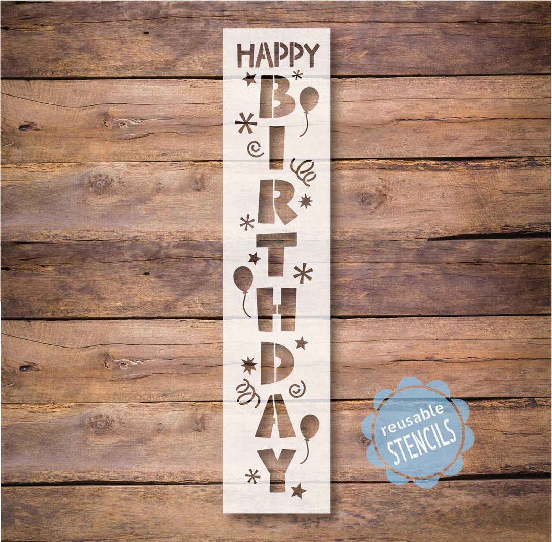 WallCutz  Happy Birthday Porch Stencil Stencil