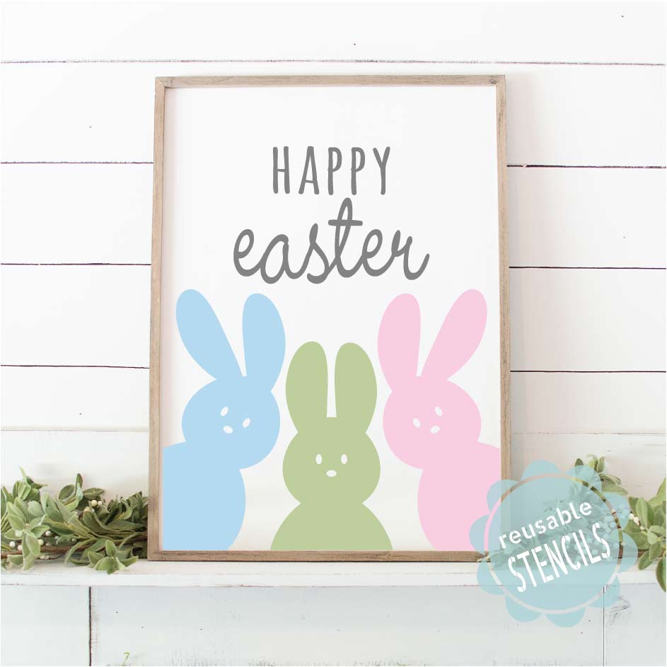 WallCutz  Happy Easter/  Bunny Stencil Stencil