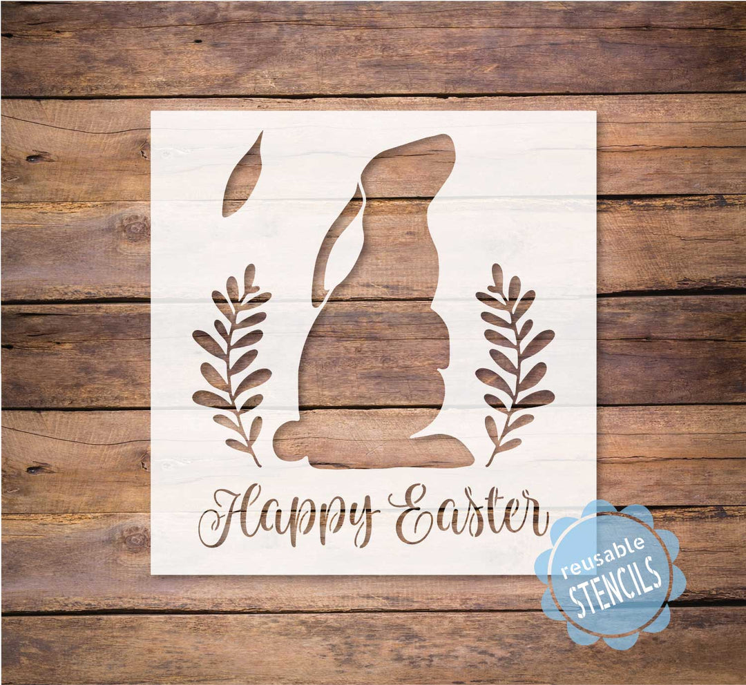 WallCutz  Happy Easter Bunny - wreath stencil Stencil