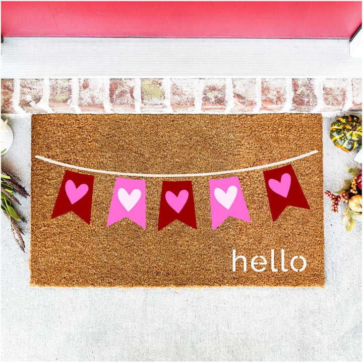 WallCutz  Heart Banner Hello / Valentine door mat stencil Stencil