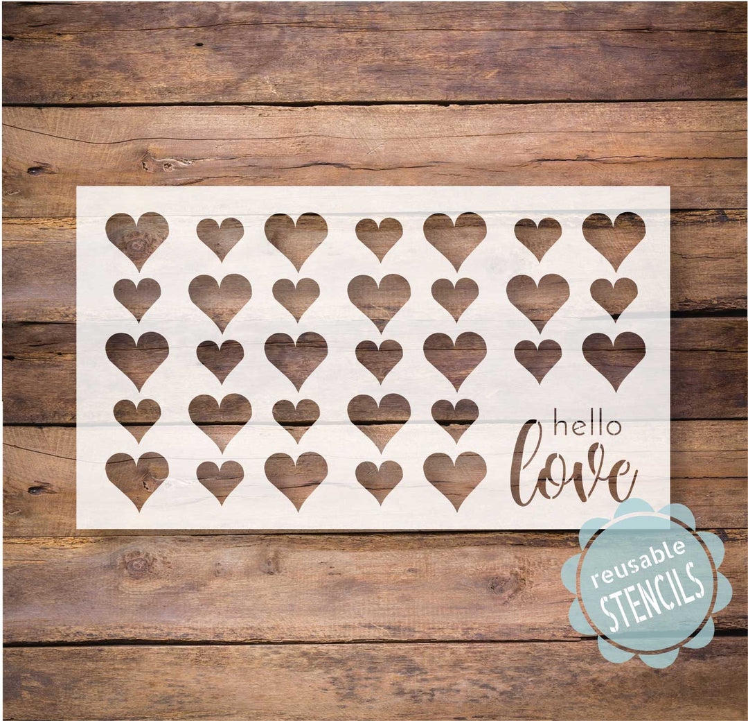 WallCutz  Heart Pattern Hello Love Door Mat Stencil