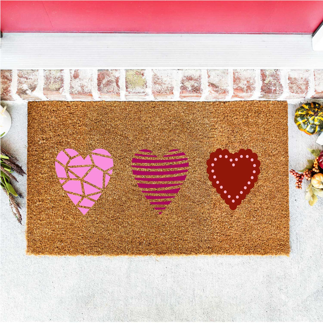 WallCutz  Heart Trio - Valentine door mat stencil Stencil