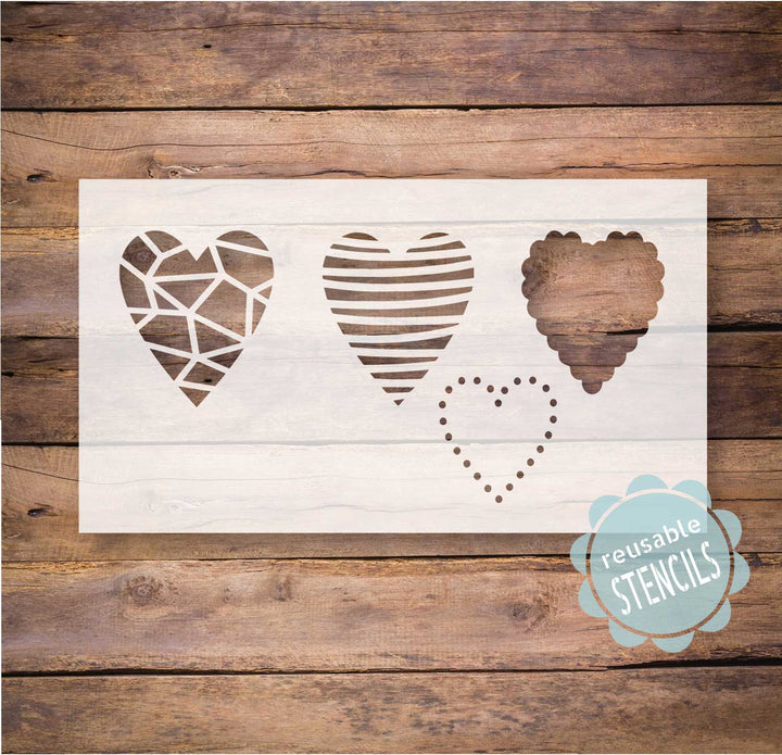 WallCutz  Heart Trio - Valentine door mat stencil Stencil