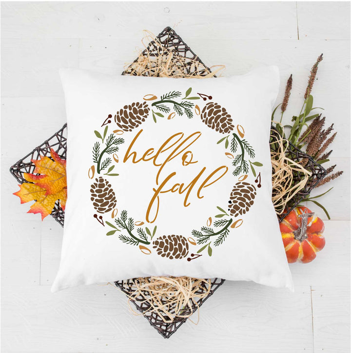 WallCutz  Hello Fall Pinecone Wreath - Stencil Stencil