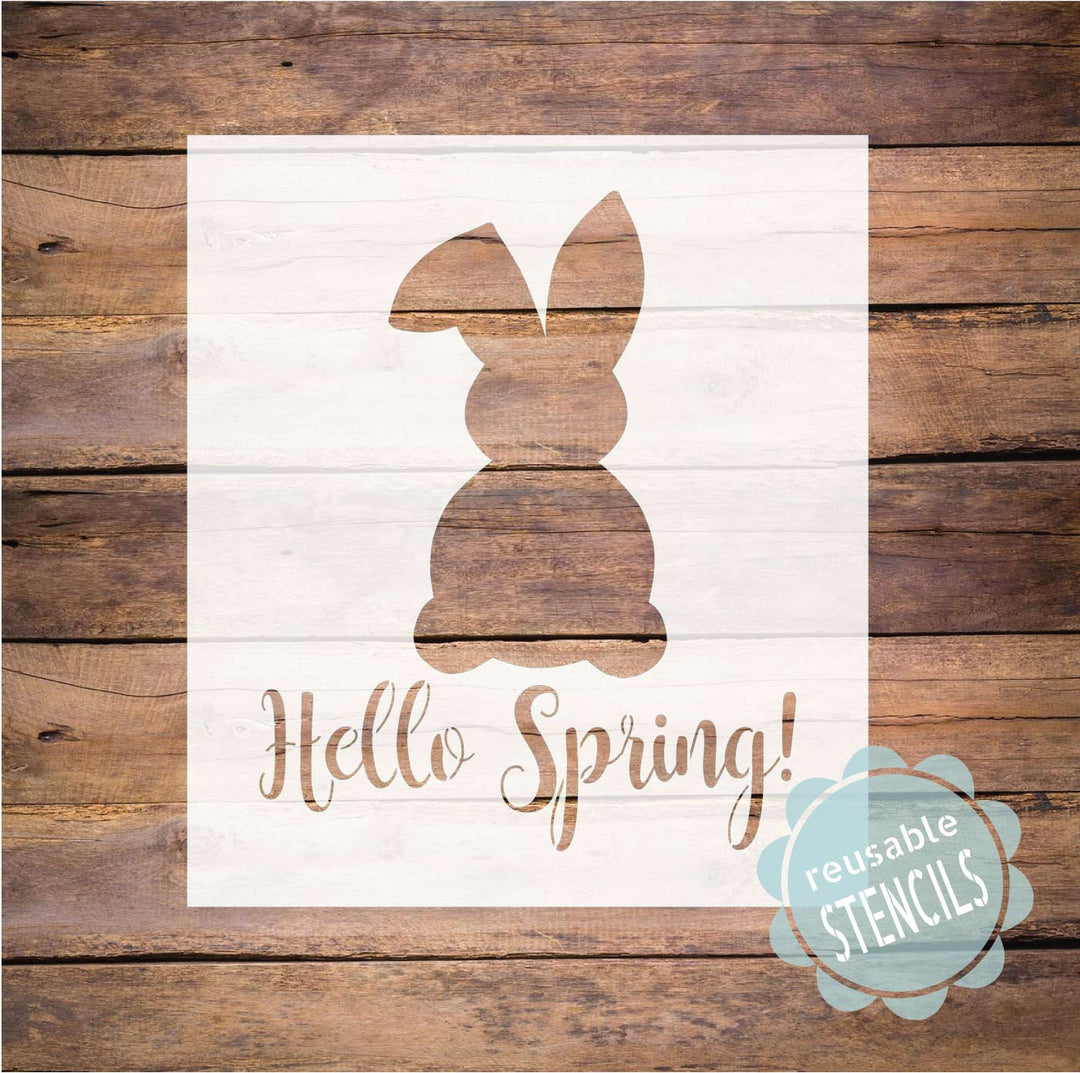 WallCutz  Hello Spring Easter Bunny Stencil Stencil