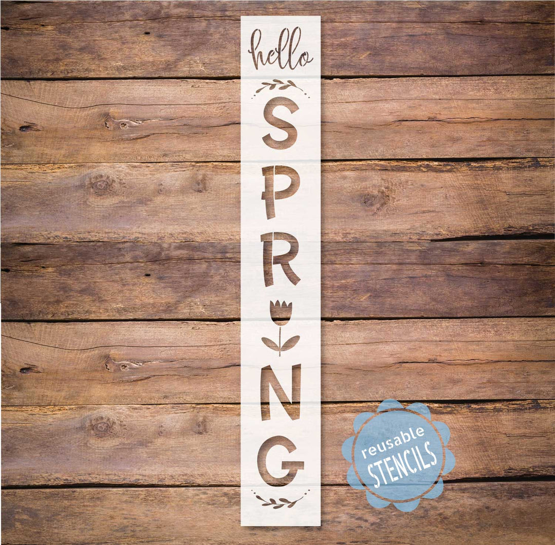 WallCutz  Hello Spring - Porch Stencil Stencil