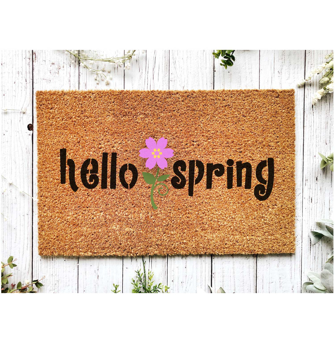 WallCutz  Hello Spring with Flower / Door Mat Stencil Stencil