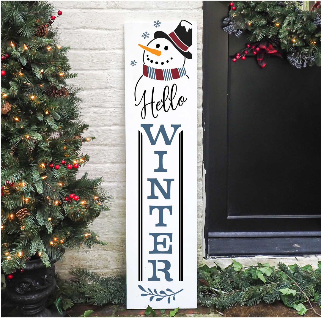 WallCutz  Hello Winter with Snowman / Porch Stencil Stencil