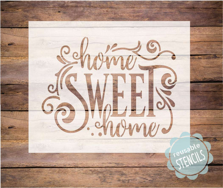 WallCutz  Home Sweet Home Stencil - fancy style Stencil