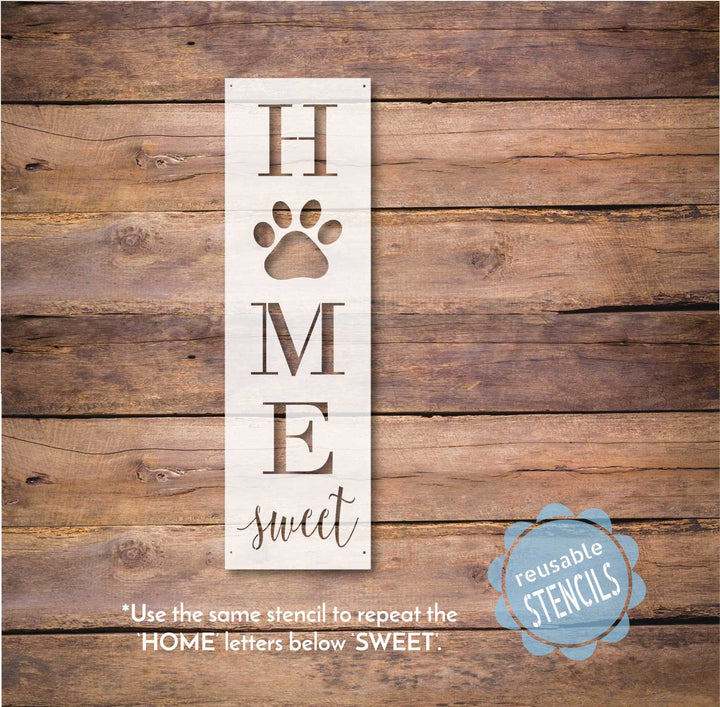 WallCutz  Home Sweet Home with Paw Prints / Porch Stencil Stencil