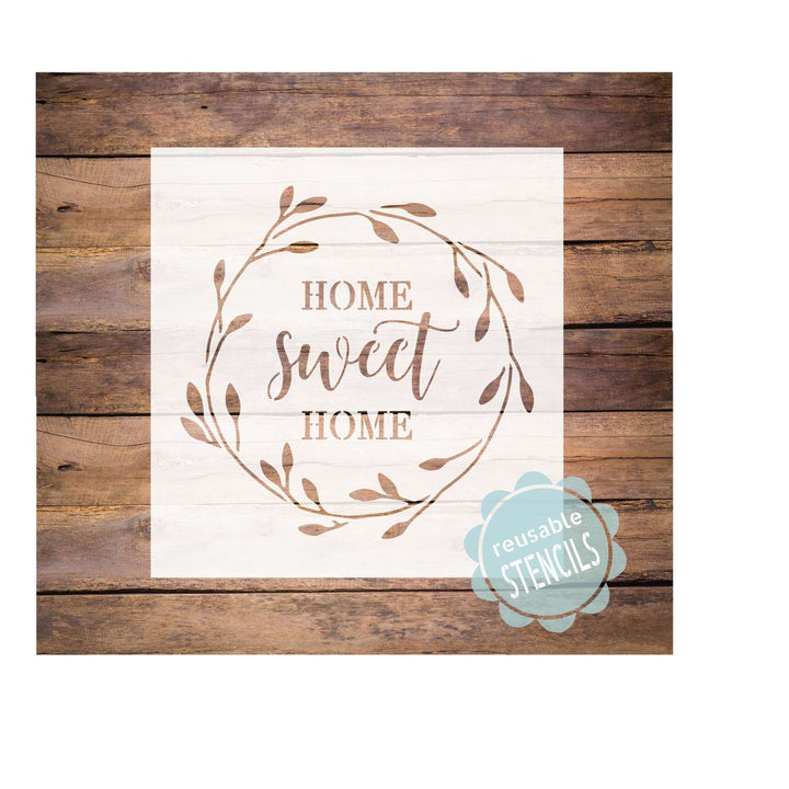 WallCutz  Home Sweet Home wreath stencil Stencil