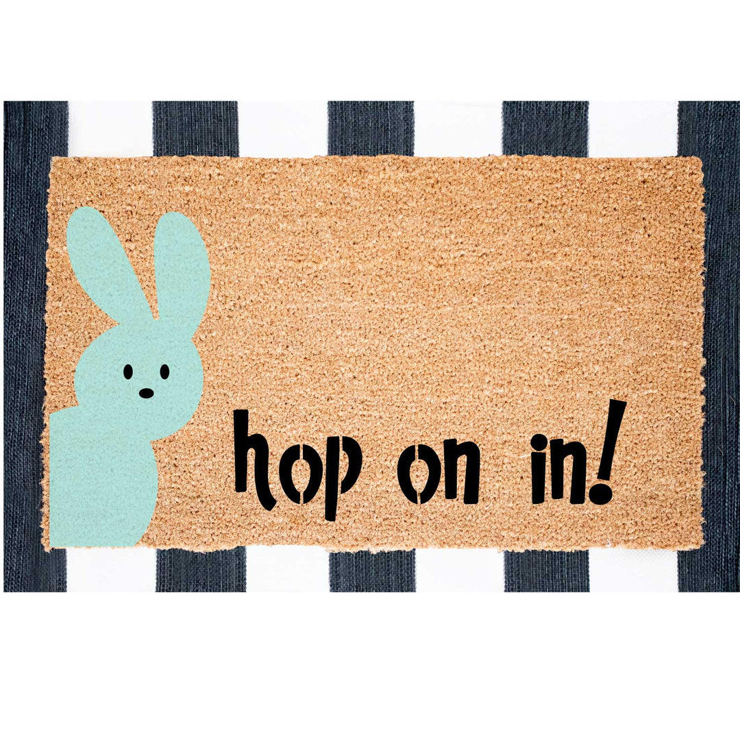 WallCutz  Hop On In Bunny Door Mat Stencil Stencil