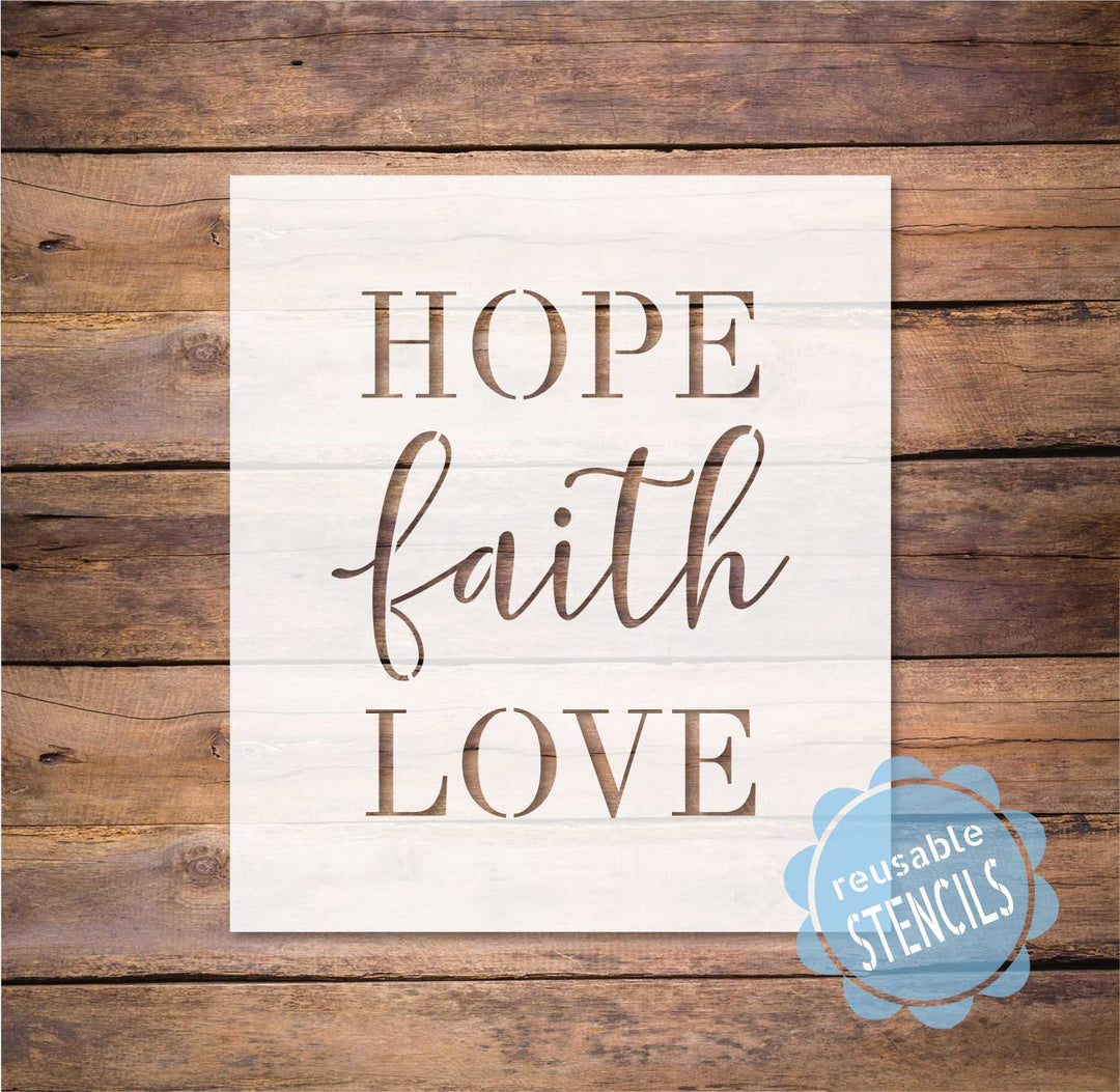 WallCutz  HOPE FAITH LOVE - stencil Stencil