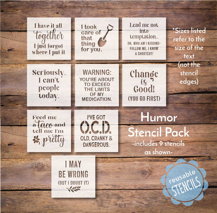 WallCutz  Humor Bundle / Stencil Pack 9pc Stencil