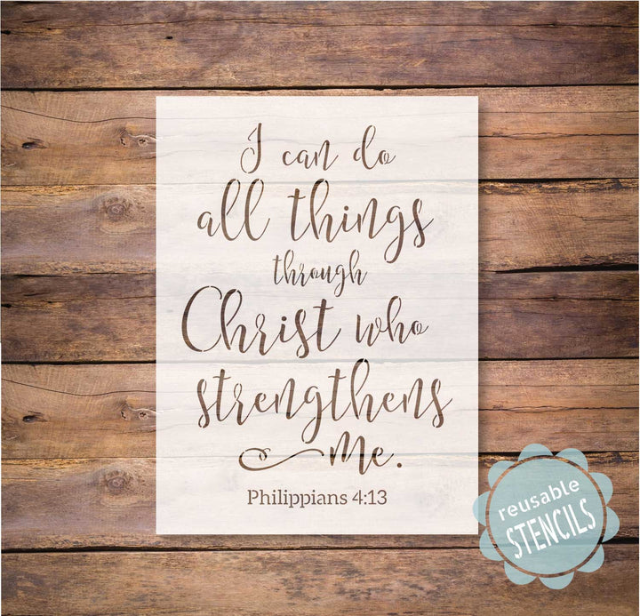 WallCutz  I Can Do All Things Through Christ / Scripture stencil Stencil