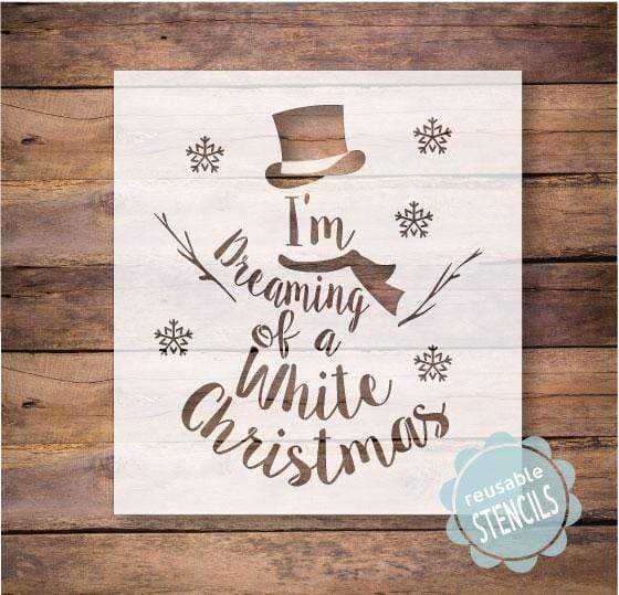 WallCutz  I'm Dreaming of a White Christmas - Snowman Christmas Stencil Stencil