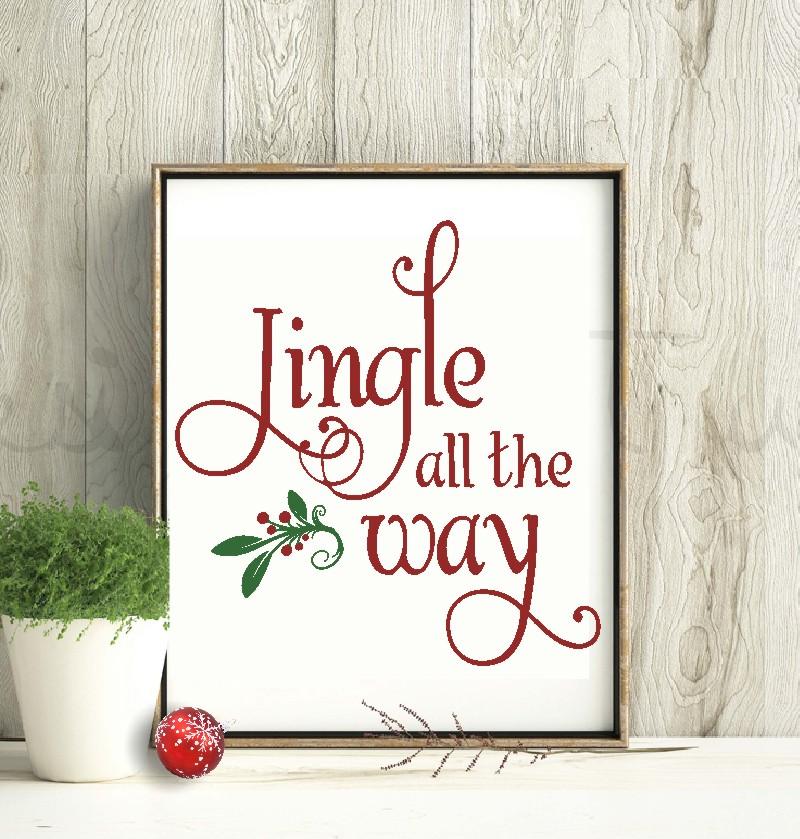 Jingle Bells-Jingle All the Way Christmas Song Wall Art Print, This Ready  to Frame Typographic Holiday Music Wall Art Poster is Good For Home