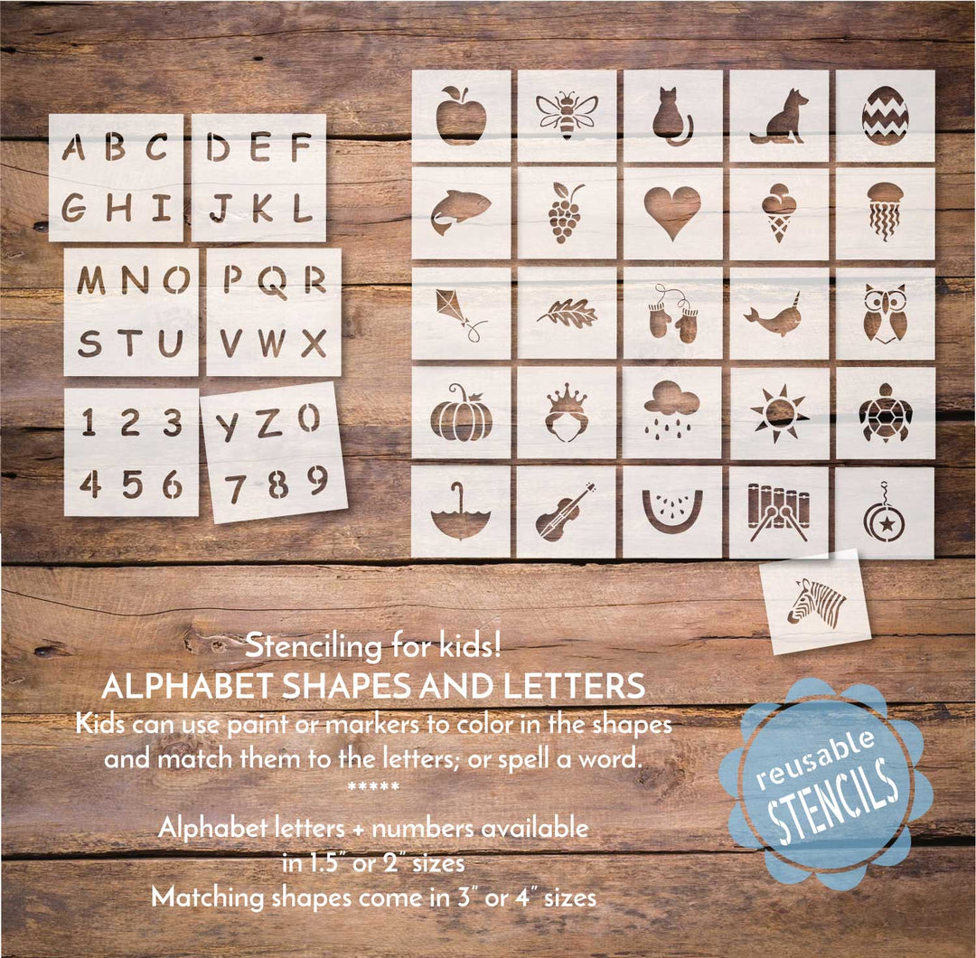 WallCutz  Kids Alphabet Shapes and Letters / Stencil Pack Stencil