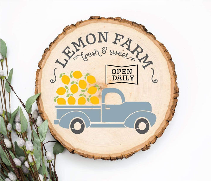 WallCutz  Lemon Farm - Summer Farm Truck stencil Stencil