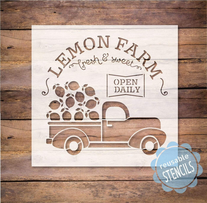 WallCutz  Lemon Farm - Summer Farm Truck stencil Stencil