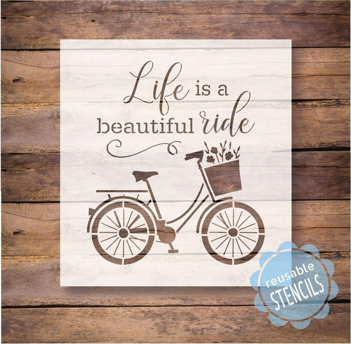 WallCutz  Life is Beautiful Stencil / Bicycle stencil Stencil