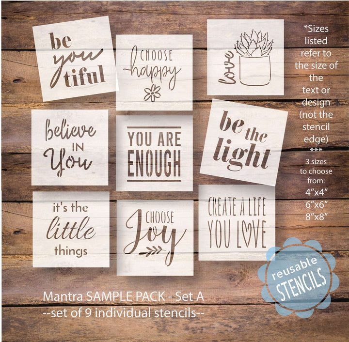 WallCutz  Mantras to live by - Stencil Pack A Stencil