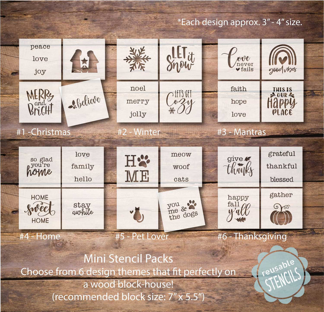 WallCutz  Mini Stencil Packs #1-#6 / (blocks not included) Stencil