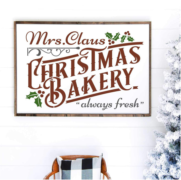 WallCutz  Mrs. Claus Christmas Bakery - Christmas Stencil Stencil