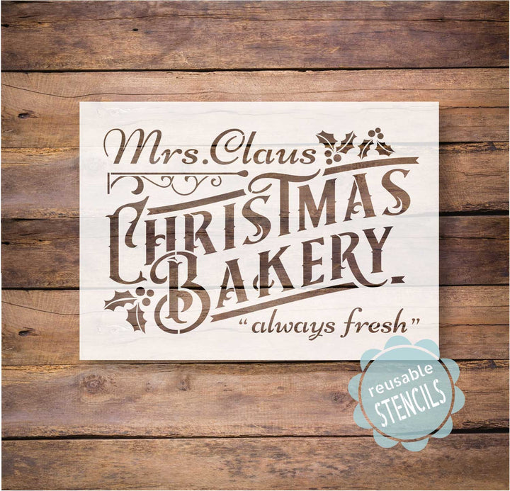 WallCutz  Mrs. Claus Christmas Bakery - Christmas Stencil Stencil