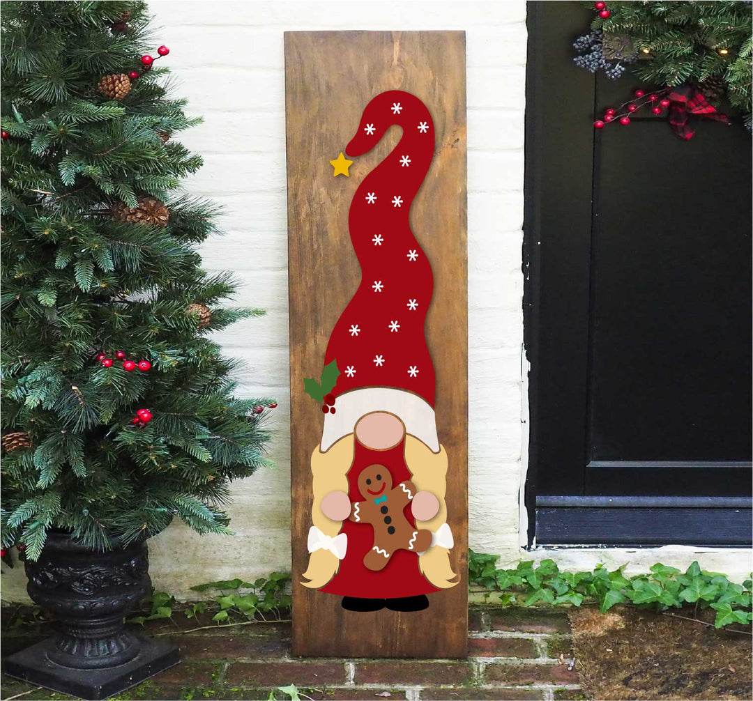 WallCutz  Ms Claus / Girl Gnome Stencil - Christmas porch stencil Stencil