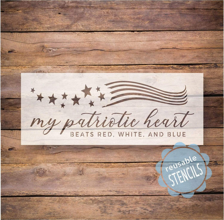 WallCutz  My Patriotic Heart - Flag Stencil Stencil