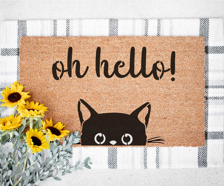 WallCutz  Oh Hello Cat / Door Mat Stencil Stencil