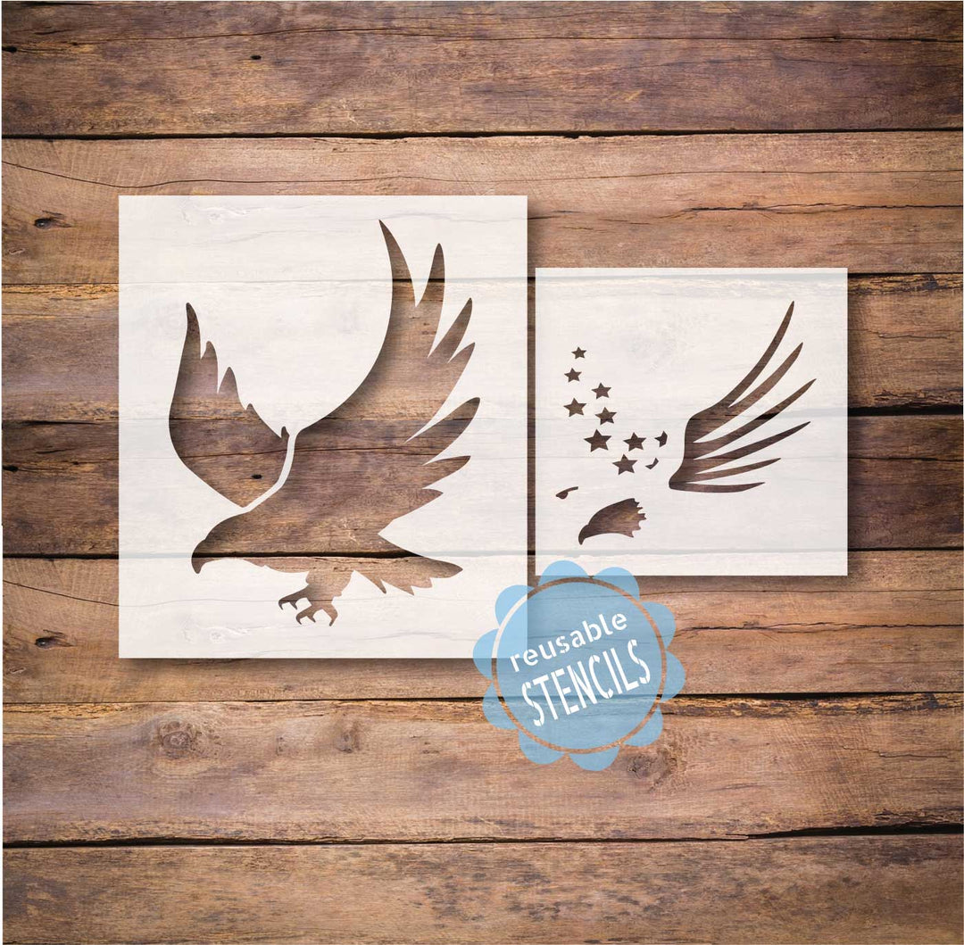 WallCutz  Patriotic Eagle / American Flag Eagle Stencil Stencil