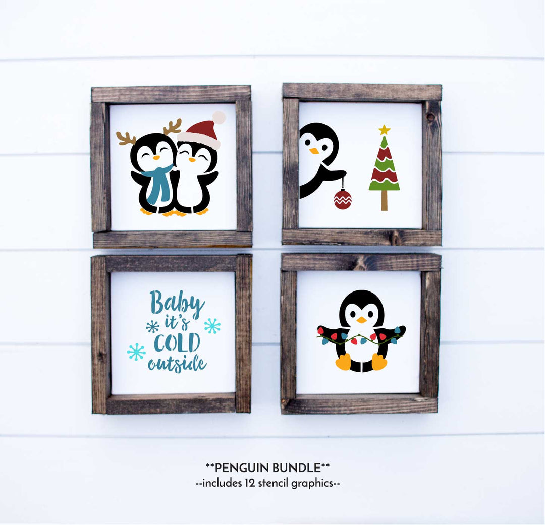 WallCutz  PENGUIN Sample Pack / 12 pc stencil bundle Stencil