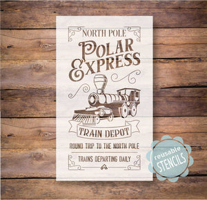 Polar Express Train Depot - Christmas Stencil| WallCutz Crafts