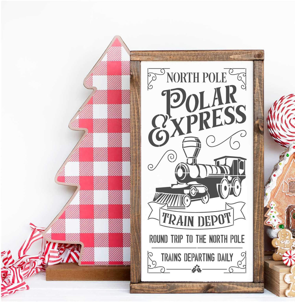 Polar Express Train Depot - Christmas Stencil| WallCutz Crafts