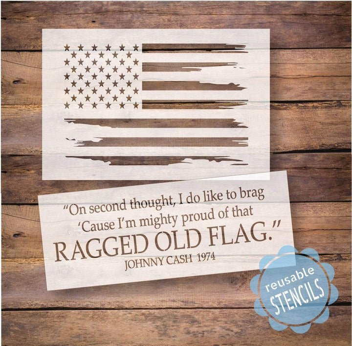 WallCutz  Ragged Old Flag - Johnny Cash Stencil Stencil