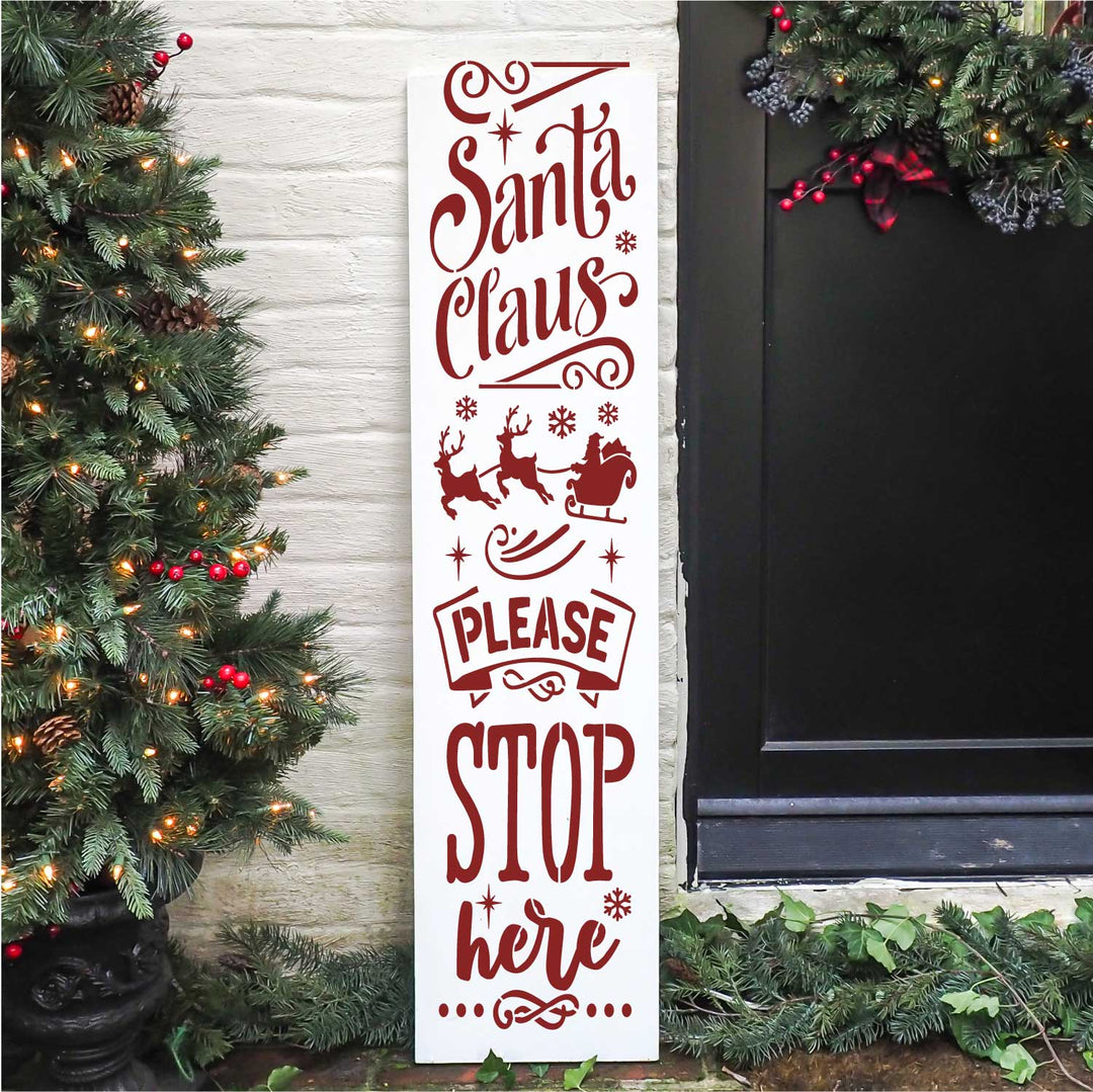 WallCutz  Santa Claus Please Stop / Christmas Porch Leaner stencil Stencil