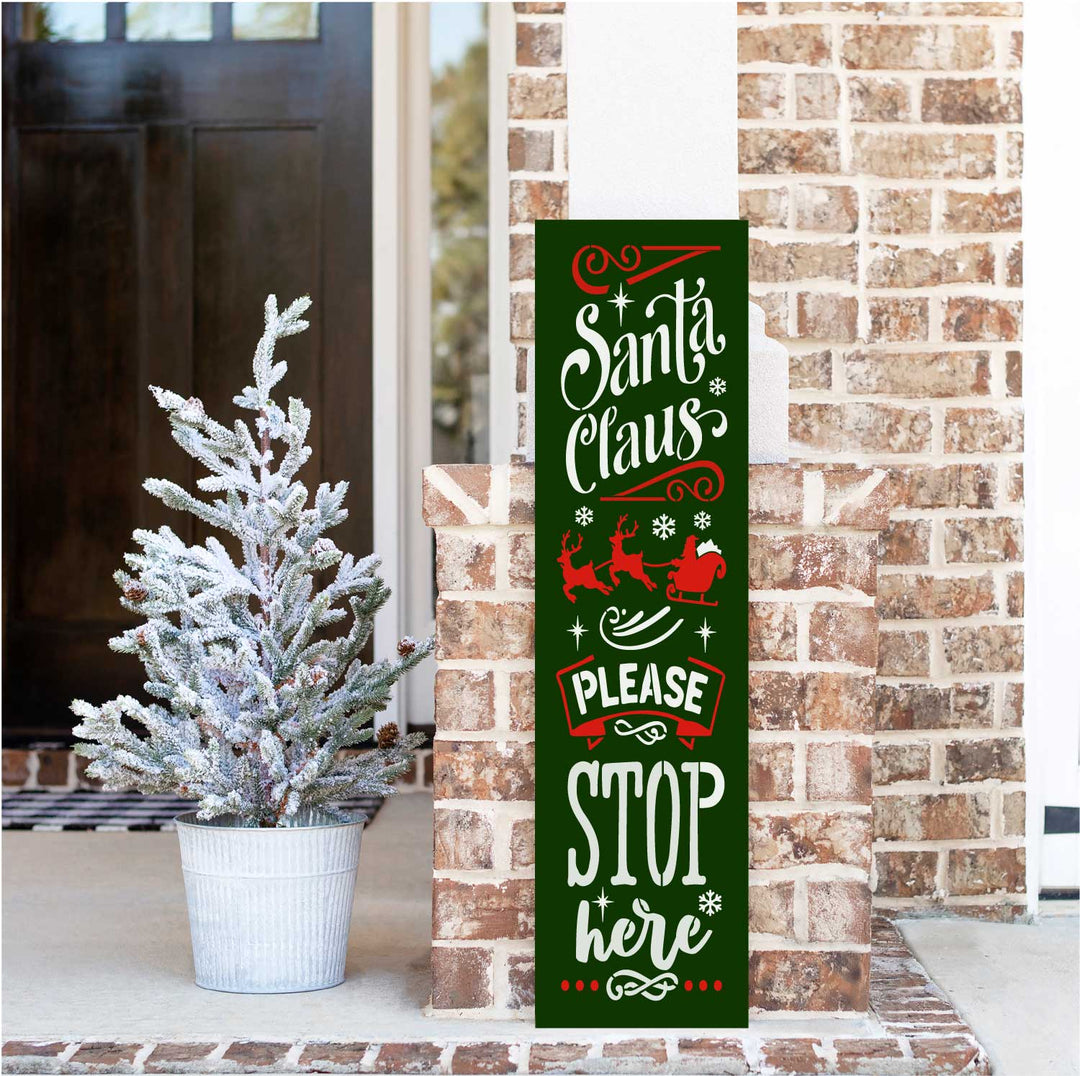 WallCutz  Santa Claus Please Stop / Christmas Porch Leaner stencil Stencil