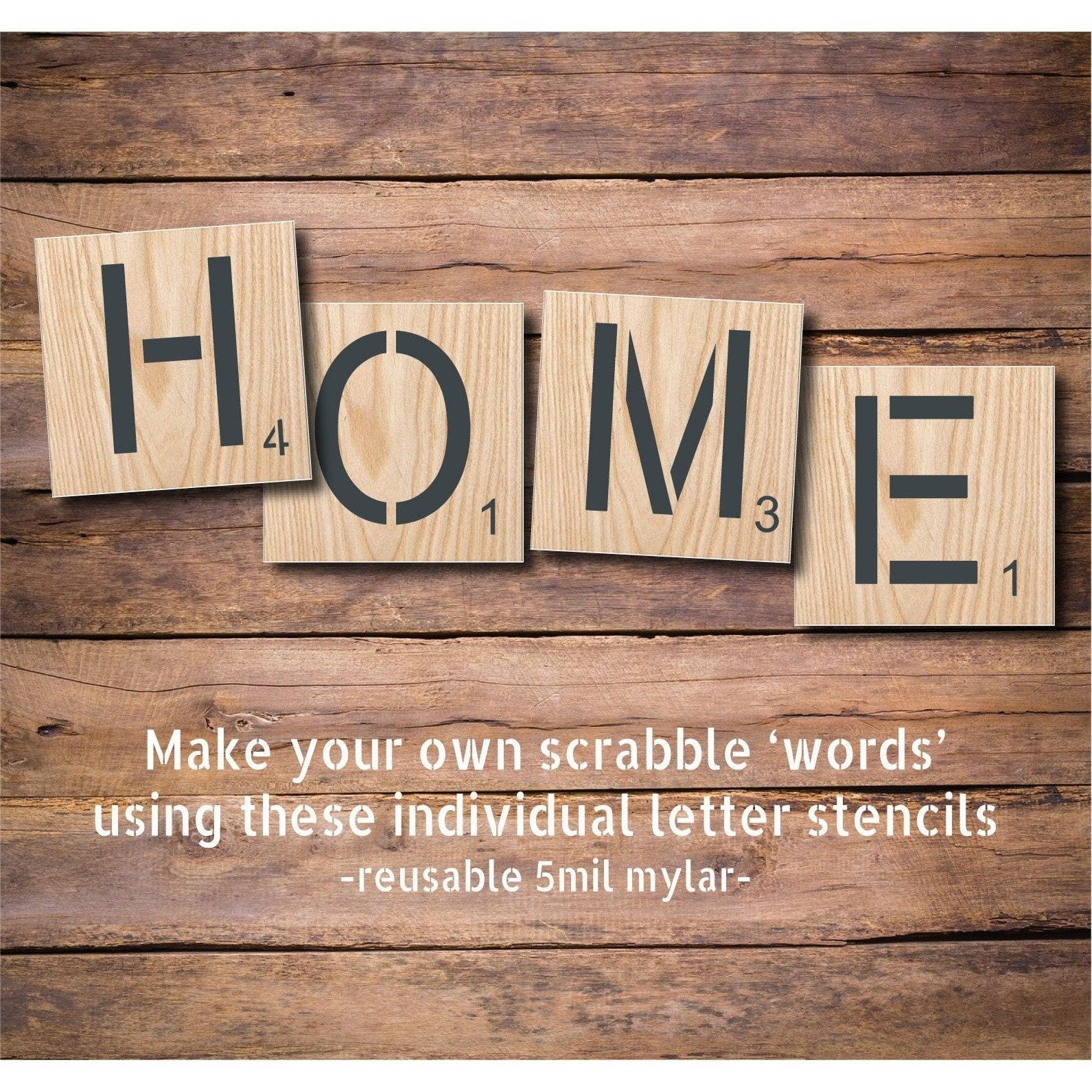 Scrabble Tile Letter Stencils 4 Inch - 28 Pack Scrabble Style Alphabet  Stencil Templates for Painting on Wood, Reusable Plastic Stencils for  Crafts