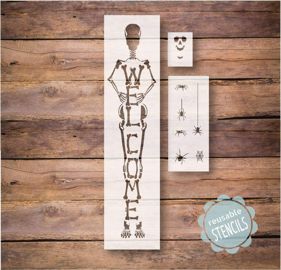 WallCutz  Skeleton with Spiders Porch Stencil Stencil