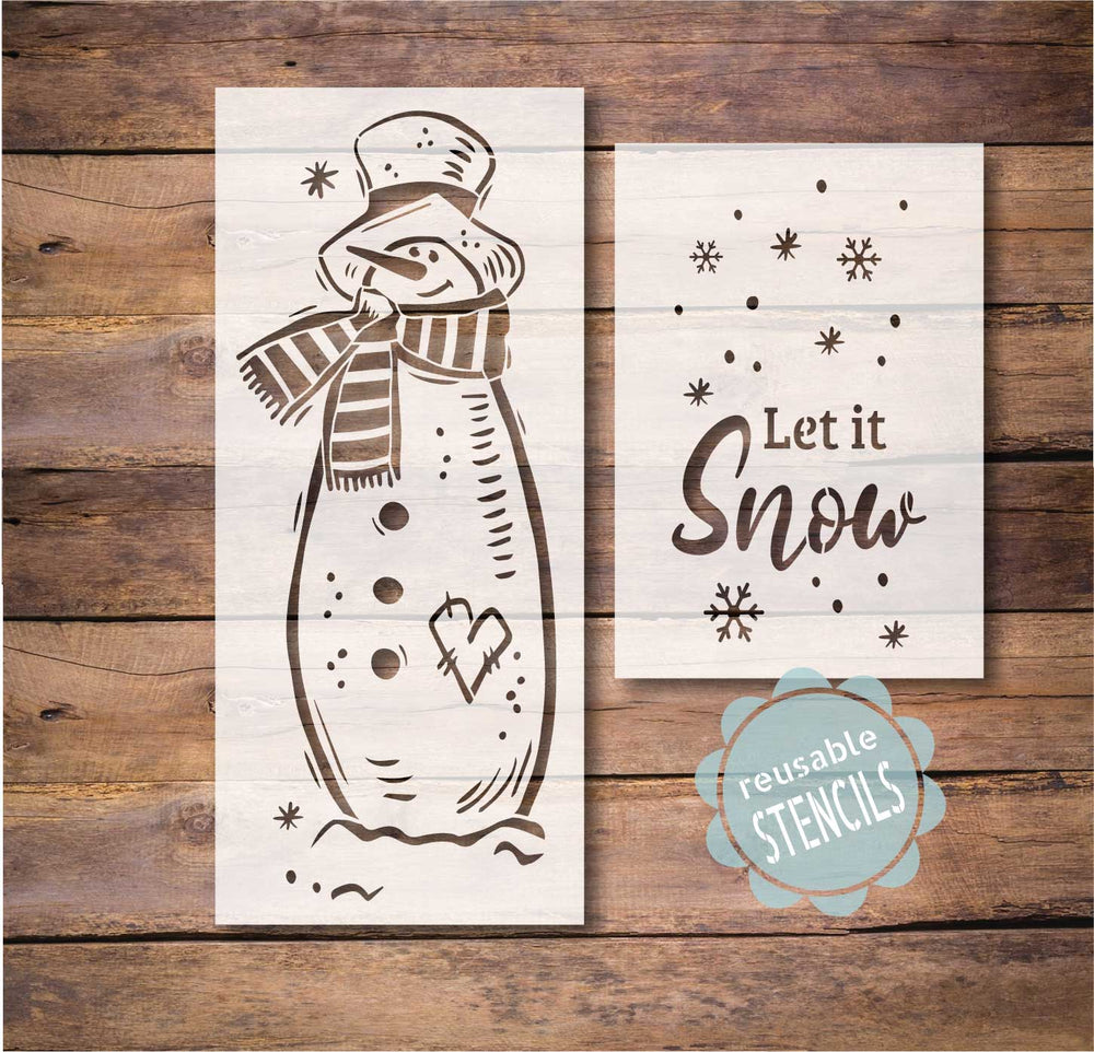 WallCutz  Snowman Sketch / Let it Snow Porch Stencil Stencil