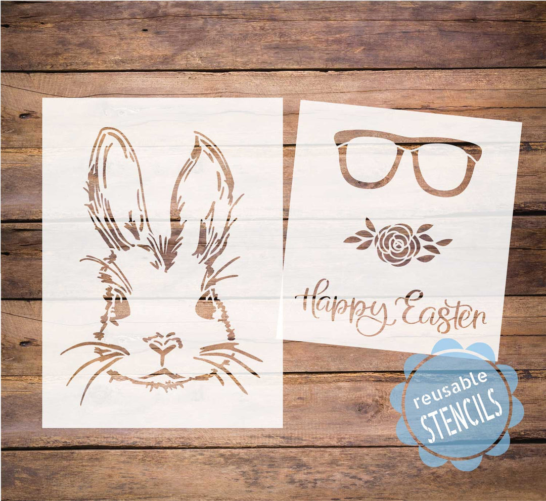 WallCutz  Spring Rabbit with Glasses - stencil Stencil