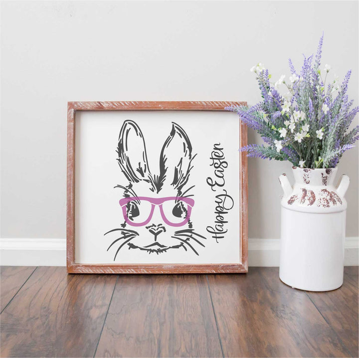 WallCutz  Spring Rabbit with Glasses - stencil Stencil