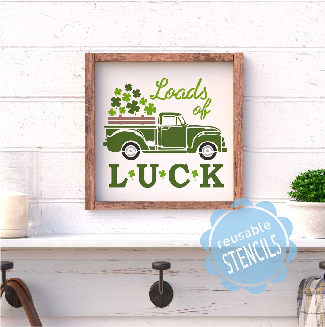 WallCutz  St. Patricks Day Truck stencil - Loads of Luck Stencil