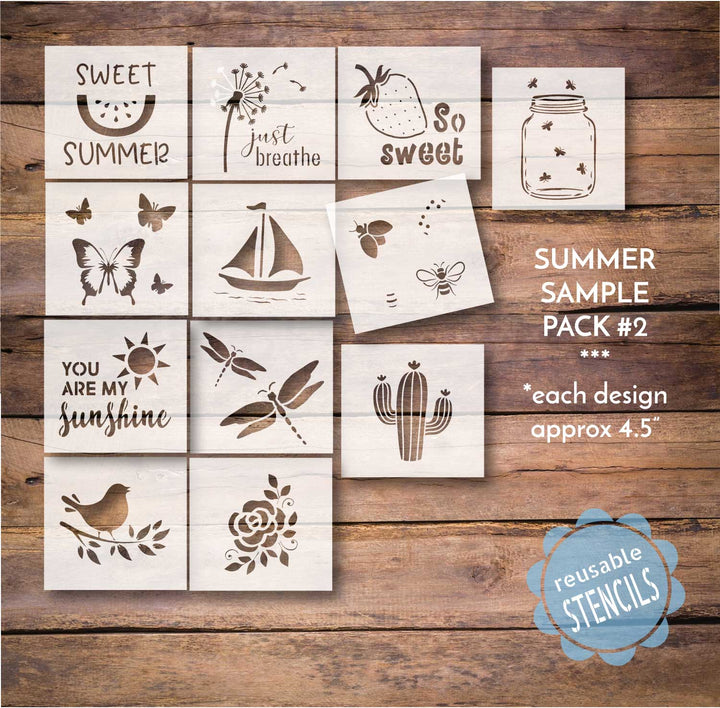 WallCutz  Summer Sample Pack #2 / 12 pc stencil bundle Stencil